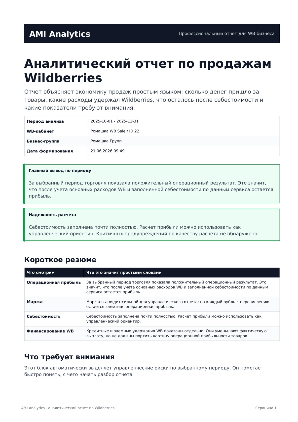 Демо PDF-отчет AMI Analytics за 4 квартал 2025 года